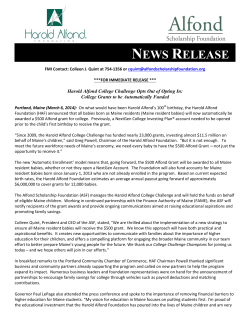 Harold Alfond Foundation announces that $500 college grants will