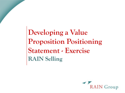 Developing a Value Proposition Positioning Statement