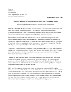 Team One Adjusting Services, LLC Receives SOC