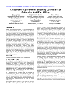 A Geometric Algorithm for Selecting Optimal Set of Cutters for Multi