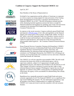 Coalition to Congress: Support the Financial CHOICE Act
