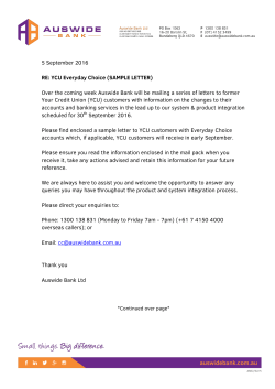 5 September 2016 RE: YCU Everyday Choice (SAMPLE LETTER