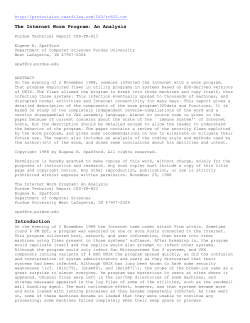 The Internet Worm Program: An Analysis Purdue Technical Report