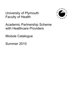 1 University of Plymouth Faculty of Health Academic Partnership