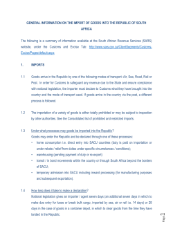 General information on the import of goods into the Republic