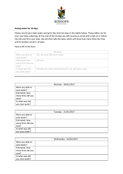 Saving water for 10 days Please record your daily