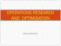 OPERATIONS RESEARCH AND OPTIMISATION