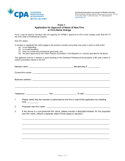 Form 1 Application for Approval of Name of New Firm or