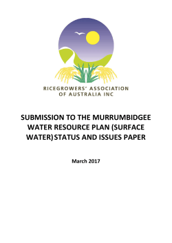 submission to the murrumbidgee water resource plan