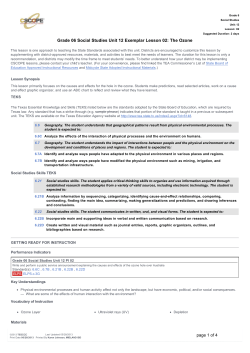 Grade 06 Social Studies Unit 12 Exemplar Lesson 02: The Ozone