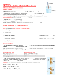 Oxidation Numbers and Redox Reactions