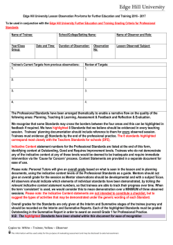 Lesson Observation Form