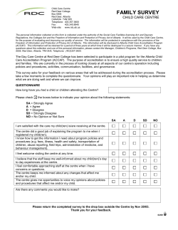 Family Survey - Child Care Centre
