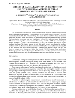 effects of gamma radiation on germination and physiological