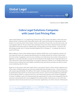 Global Legal evaluates Cobra`s Least Cost Pricing Plan