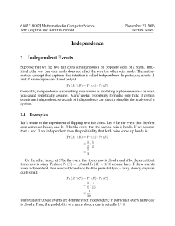 Independence 1 Independent Events