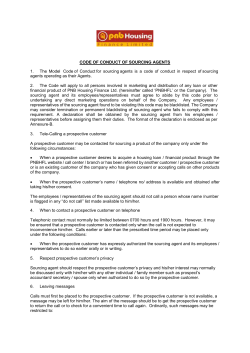 CODE OF CONDUCT OF SOURCING AGENTS 1. The Model Code