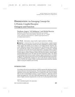DIMERIZATION: An Emerging Concept for G Protein