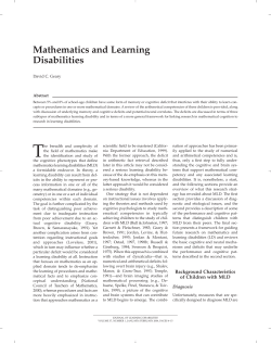 Mathematics and Learning Disabilities