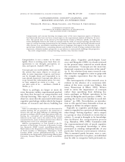 Categorization, concept learning, and behavior analysis: An