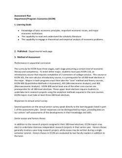 Assessment Plan Department/Program: Economics (ECON) 1