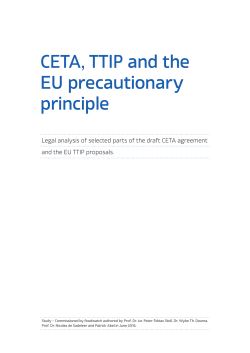 CETA, TTIP and the EU precautionary principle