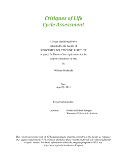 Critiques of Life Cycle Assessment