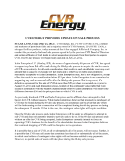 CVR Energy Provides Update On Sale Process