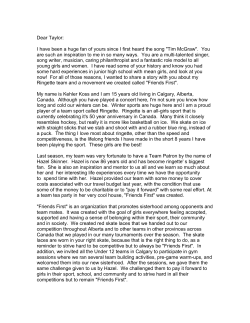 Keyler Kos- U16AA Koda- Dear Taylor