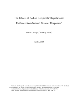 The Effects of Aid on Recipients` Reputations: Evidence