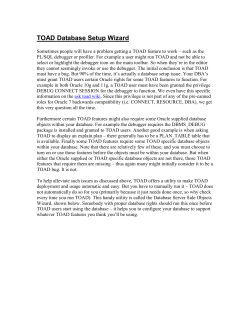 TOAD Database Setup Wizard