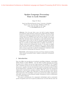 Spoken Language Processing: Time to Look