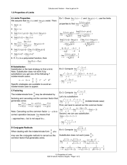 1.5 Properties of Limits A Limits Properties We assume that and exist