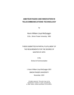 AMATEUR RADIO AND INNOVATION IN TELECOMMUNICATIONS