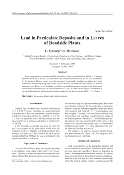 Lead in Particulate Deposits and in Leaves of Roadside Plants