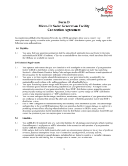Form D - MicroFIT Generation Facility Connection Agreement