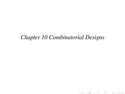 Chapter 10 Combinatorial Designs