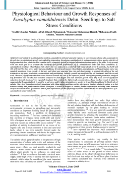 Physiological Behaviour and Growth Responses of Eucalyptus