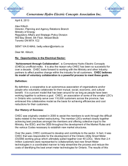 CHEC Group Meeting Agenda - Cornerstone Hydro Electric Concepts