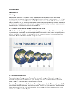 Sustainability News Topic of the Week Solar Energy The sun shines