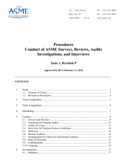 Procedures Conduct of ASME Surveys, Reviews, Audits