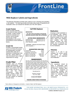 M.06e Milk Replacer Labels and Ingredients