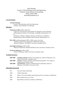 Boaz Mizrahi Faculty of Biotechnology and Food Engineering
