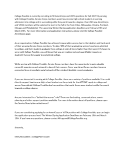 College Possible is currently recruiting to fill AmeriCorps and VISTA