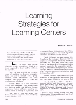 Learning Strategies for Learning Centers