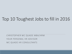 Top 10 Toughest Jobs to fill in 2016