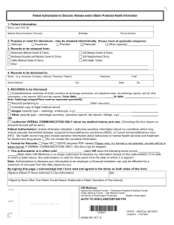 Authorization for UW Medicine to Use or Disclose Protected Health