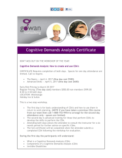Cognitive Demands Analysis Certificate