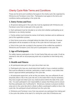 Charity Cycle Ride Terms and Conditions