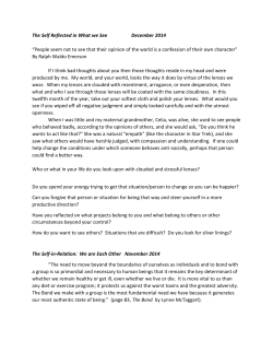 The Self Reflected in What we See December 2014 &ldquo;People seem